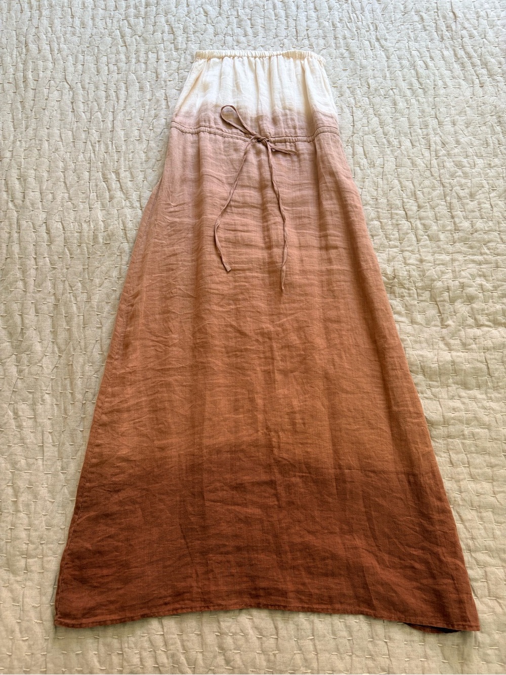 Bella Dahl Ombre Maxi Skirt in Cream and Brown with Drawstring Waist